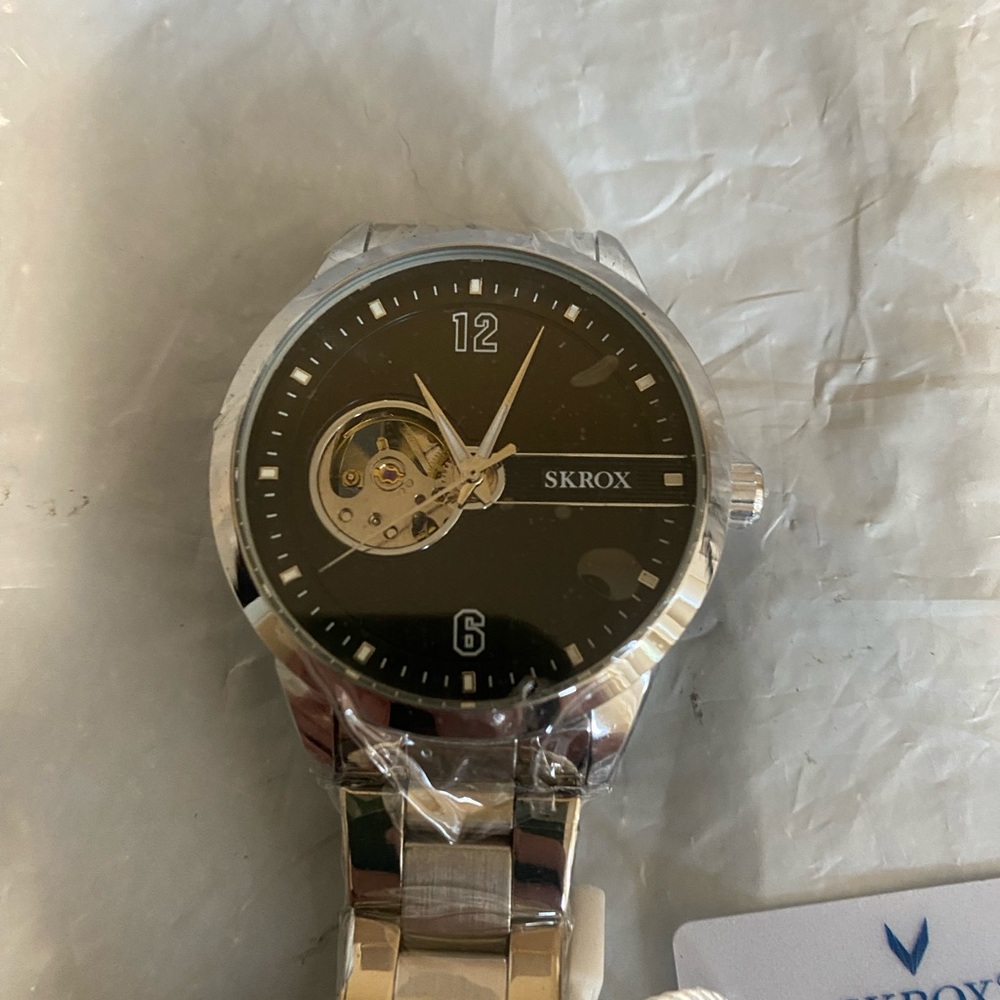 Silver Stainless Steel Black Dial Automatic Men's Watch